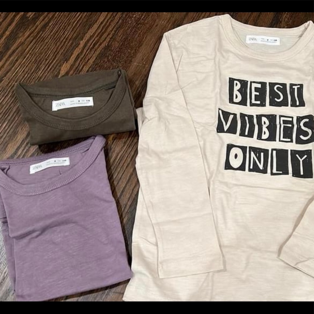 Zara set of 3 long sleeve t-shirts size 8 years NEW